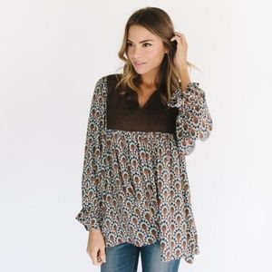 Brown Peasant Top